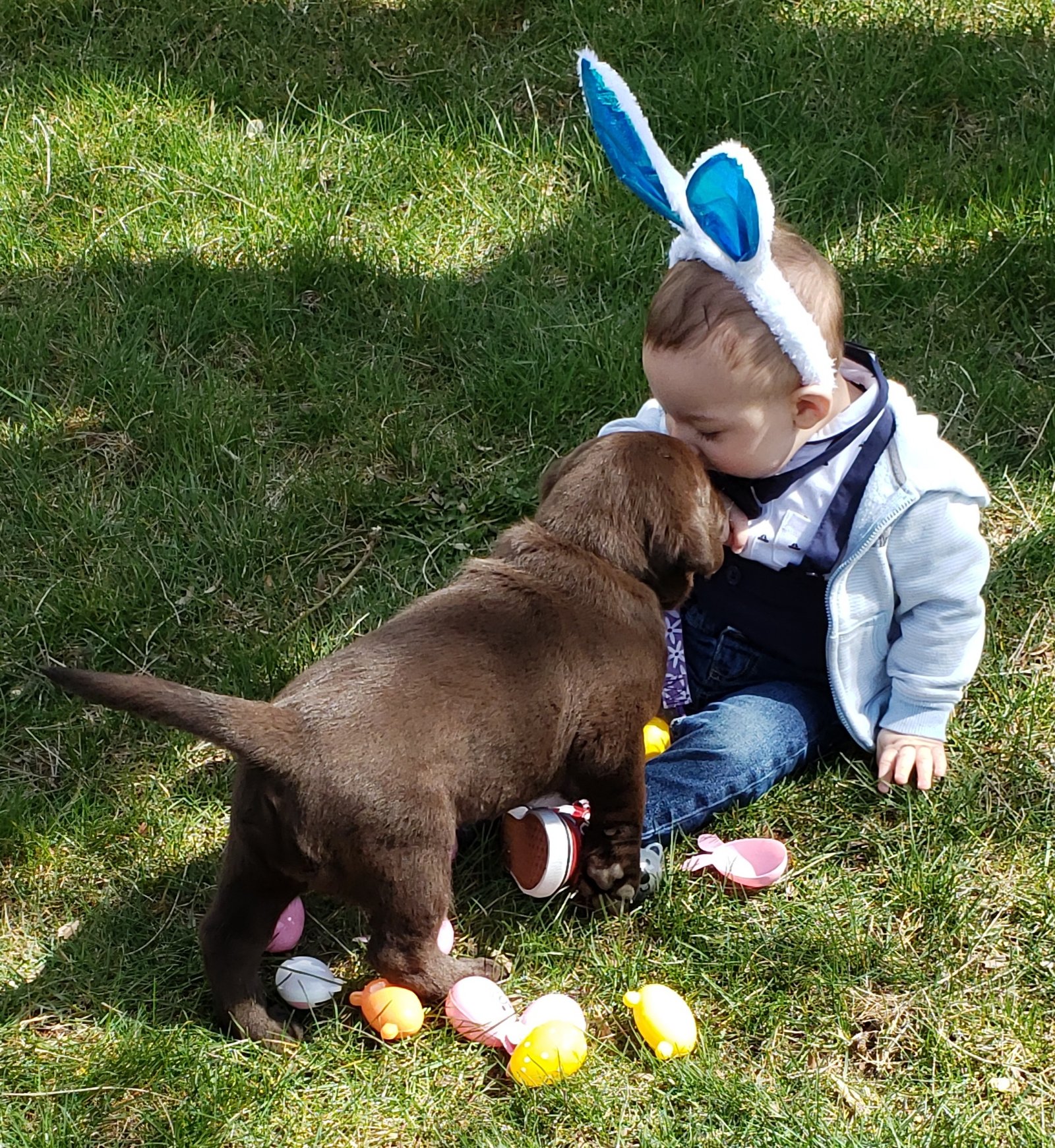 Puppy and baby Gabriel easter 2022